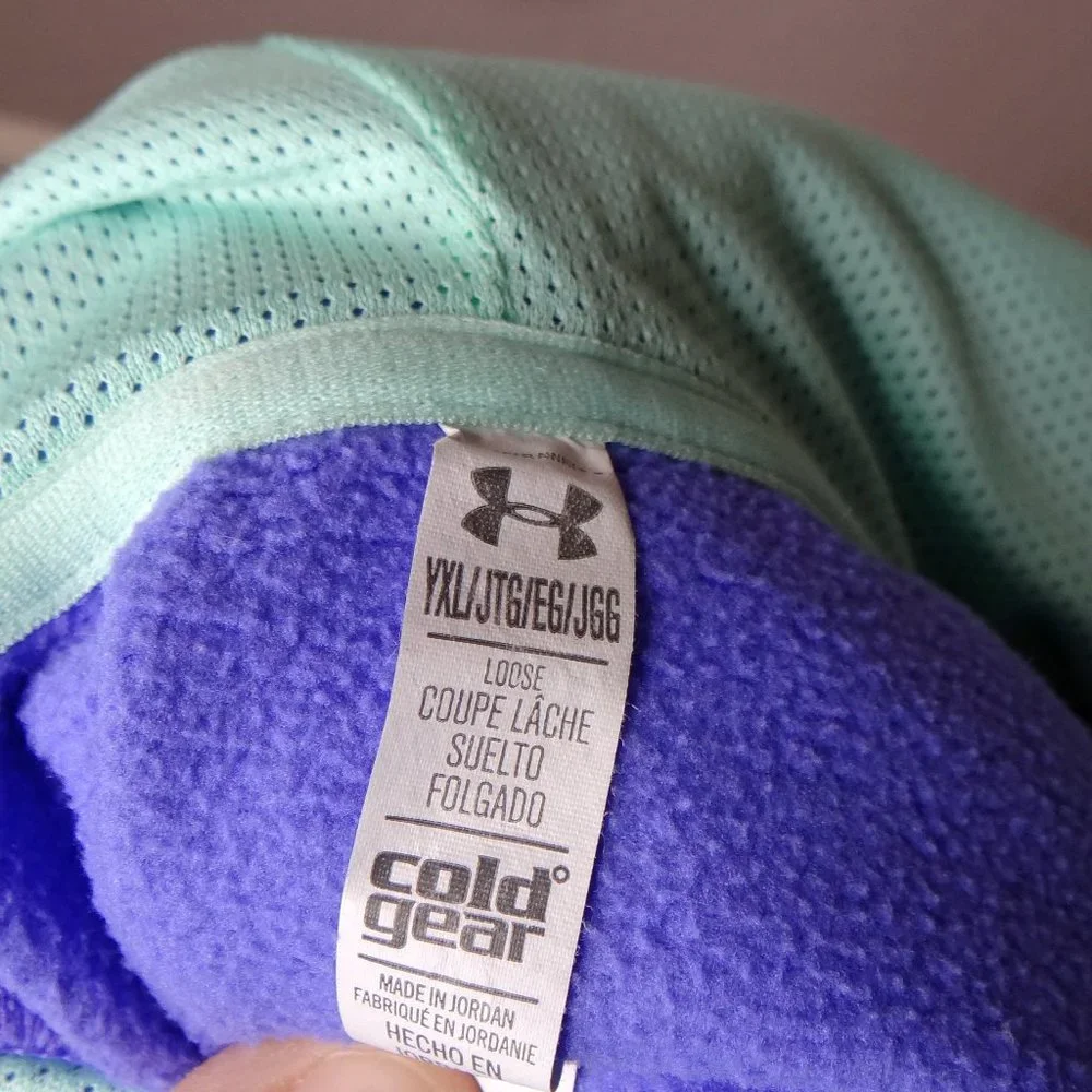 Under Armour Cold Gear Purple & Mint Green Hoodie Sz XL Girls